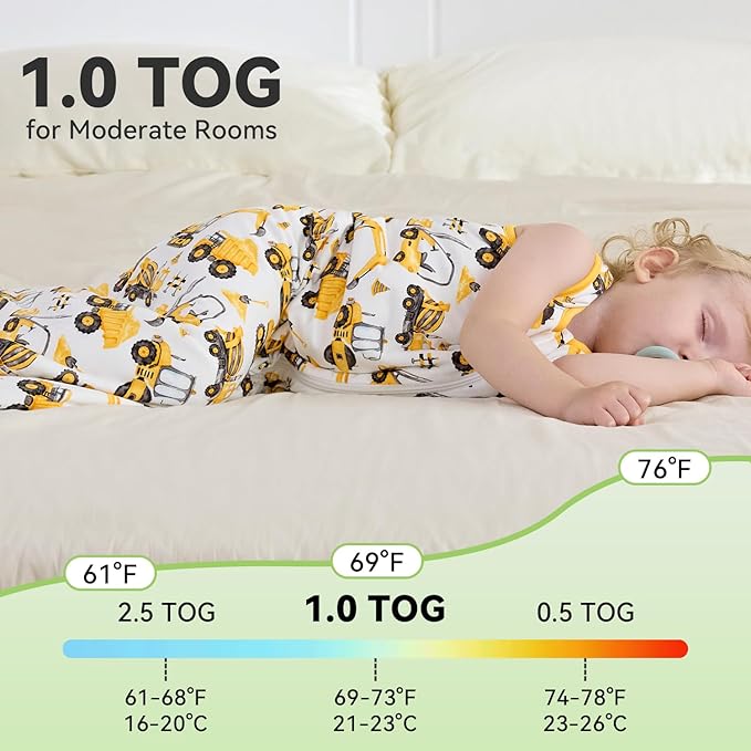 Bamboo Viscose Sleep Sack for Babies and Toddlers 1.0 Tog Wearable Blanket 2-Way Zipper Baby Shower Gifts