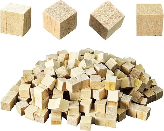 220Pcs 1cm Unfinished Wood Cubes, 0.39” Natural Square Wooden Blocks for Math Counting, Crafts, and DIY Projects