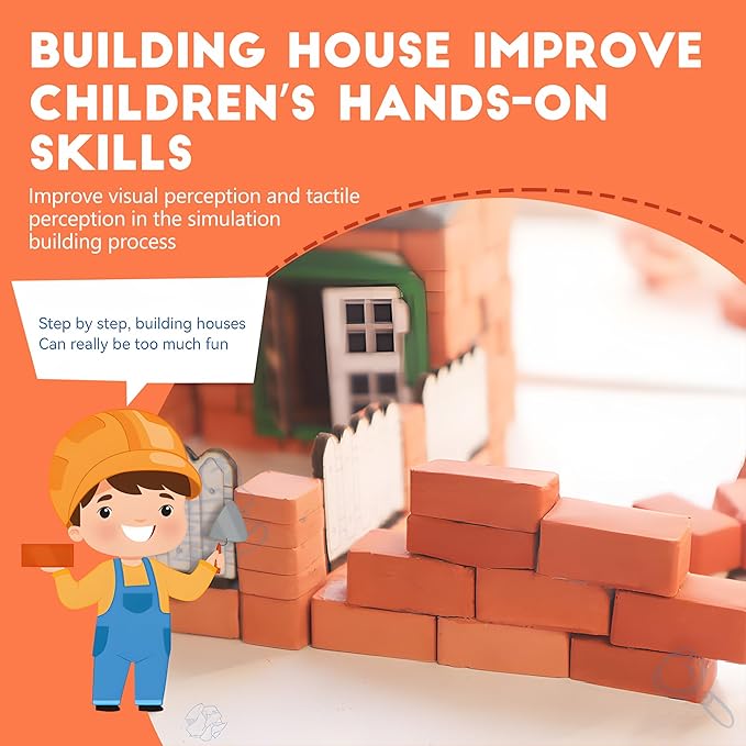 House Building Set for Kids 6+, Mini Brick Construction Kit with Mortar, STEM Architecture Blocks, Reusable DIY Projects, Creative Birthday Gift