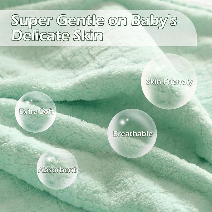 Toddler Towels with Hood, Toddler Bath Towel, 2 Pcs Coral Fleece Hooded Towel,Hooded Bath Towels with 1-3 Large Size 50 * 32 Inch Baby Towel Green&Grey Set