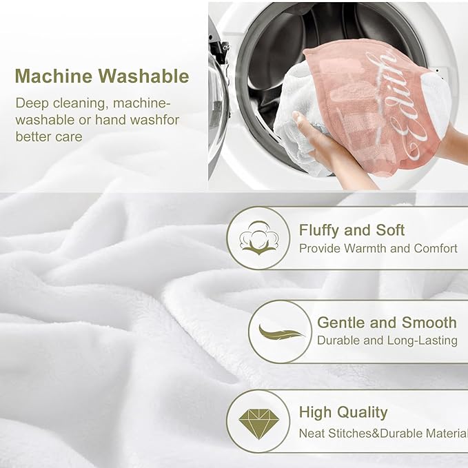 Personalized Custom Baby Blanket with Name for Girls Boys Kids Customized Flannel Blanket for Bed Nursery Room Baby Stroller