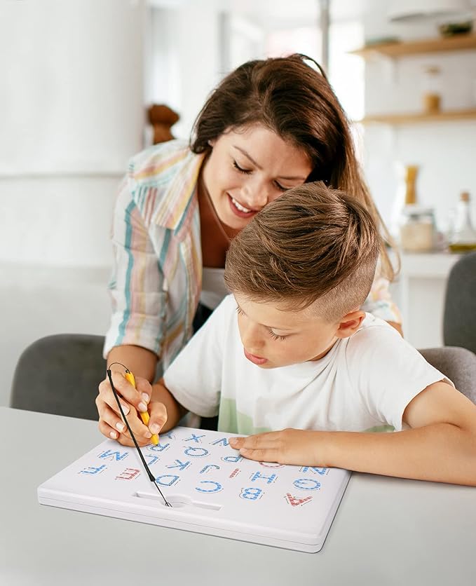 GAMENOTE Double Sided Magnetic Letter Board - 2 in 1 Alphabet Magnets Tracing Board for Toddlers ABC Letters Uppercase & Lowercase Practicing Learning Education Toys