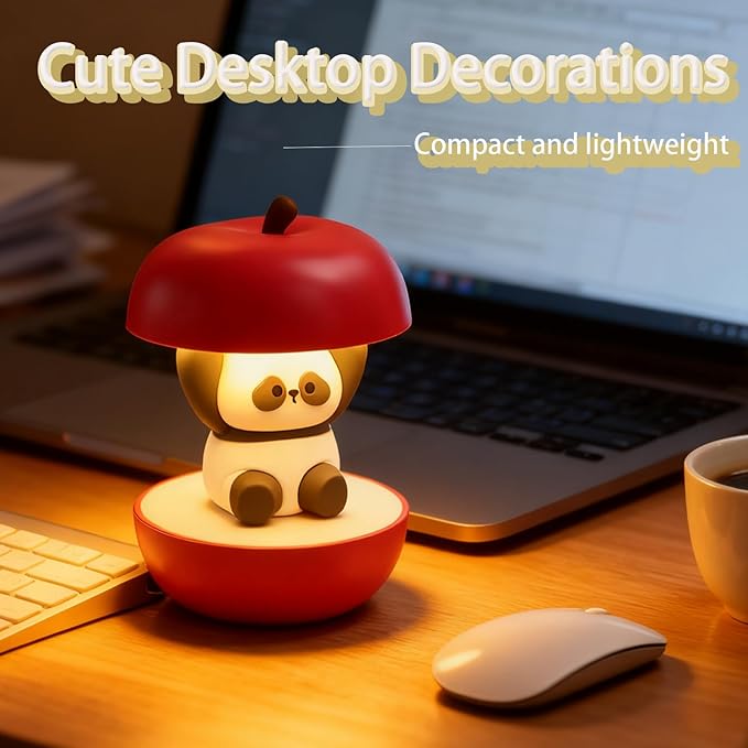 Cute Panda Night Light, LED Squishy Novelty Animal Night Lamp, 3 Level Dimmable Nursery Touch Kawaii Lamp, Birthday Christmas Gifts (USB Rechargeable)