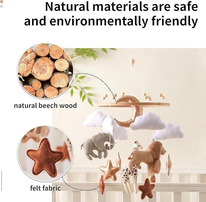 Baby Mobile for Crib, Baby Crib Mobile for Boys Girls, Baby Mobile for Bassinet, Boho Nursery Mobile, Nursery Decor Theme for Infant Bedroom Hanging, Gender Neutral Baby Gift