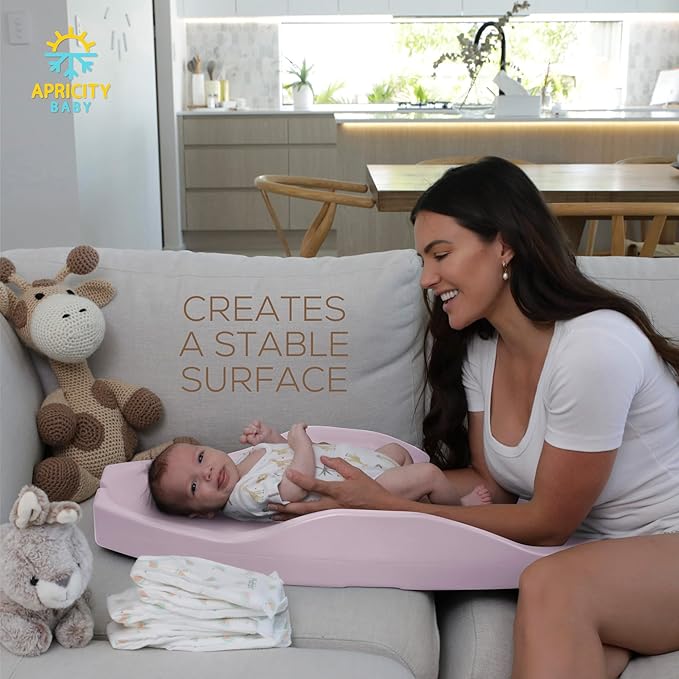 Apricity Baby Diaper Changing Pad – Waterproof Wipe-Clean Foam Changing Mat with Raised Sides, Non-Slip Base & Portable Design, Extra-Large 31.5” × 19.7” for Newborn to Toddler (Pink)