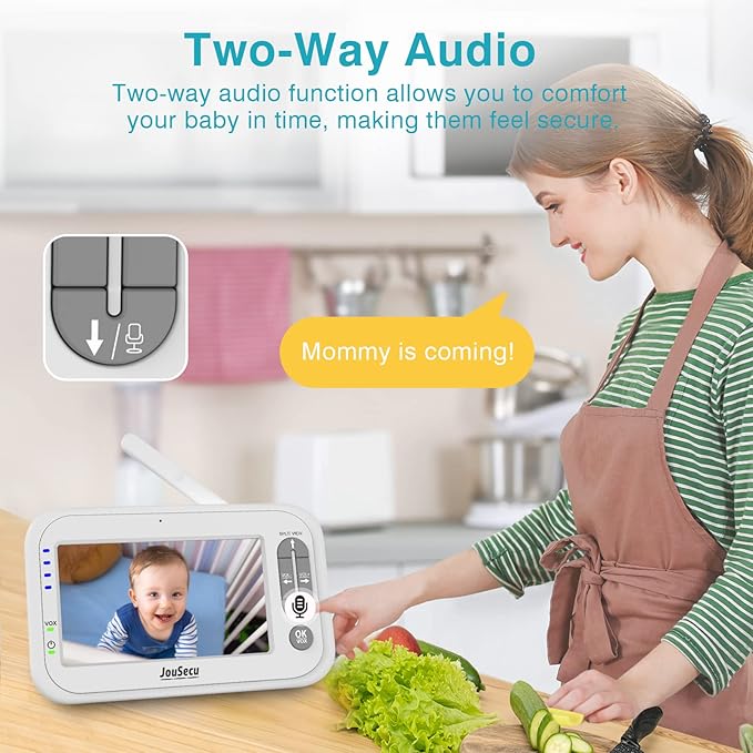 Baby Monitor with 2 Cameras, Video Baby Monitor, 4.3" LCD Split Screen,2-Way Audio, Crying Detection, Night Vision, Temperature Detection