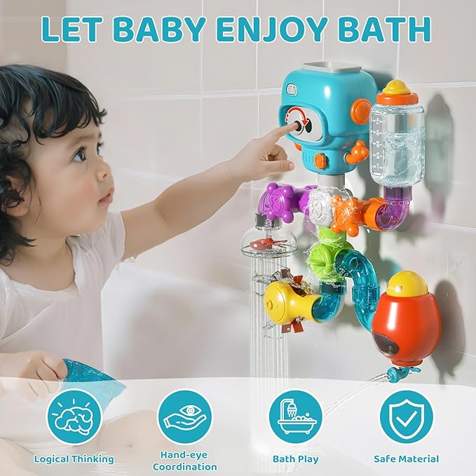 Bath Toys for Kids Ages 4-8, DIY Assembly Water Pipe Building Kit, Interactive Water Toy for Toddlers 3-5, Educational STEM Learning Gift for Boys and Girls