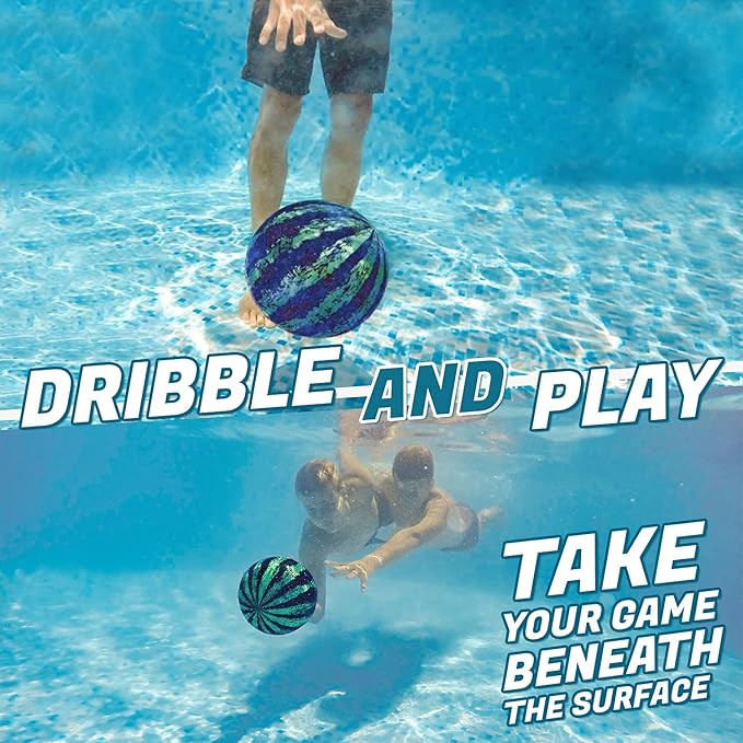 Watermelon Ball Pool Toys for Adults and Family - 2 Pack of 6 1/2" & 9" Kids, Teens, Everyone Swimming Games, Water Football, Tag, Diving Beach Play Fun Accessories