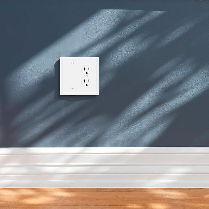 Henne Bery Modern Edge Decorative Wall Plate Switch Plate Outlet Cover, Durable Solid Zinc Alloy (Blank/Duplex, White)