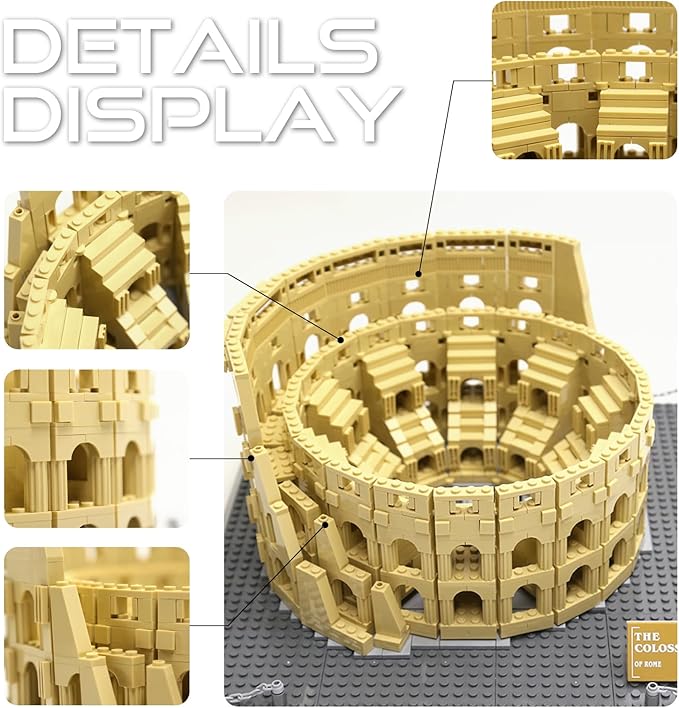 Roman Colosseum Architecture Model Building Block Sets Famous Landmark Series Kit Toy for Adults Kids 1756 Pieces