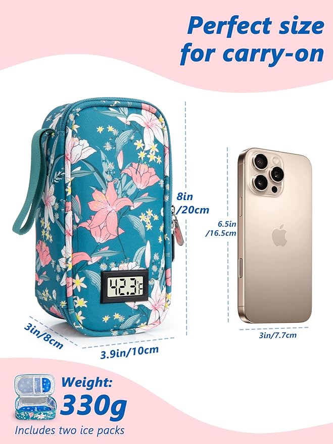 DawnBox Breast Milk Cooler Travel Bag with Real-Time Temp Display - Holds 20oz Breastmilk Storage Bag & Cooling, Portable Breast Milk Cooler Bags with 2 Ice Packs for Breastmilk Storage