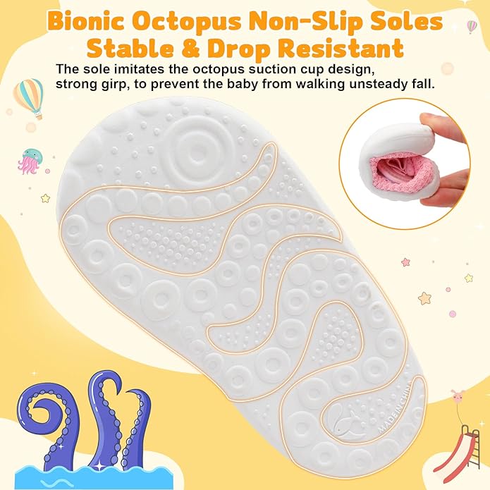 FEETCITY Baby First Walking Shoes Wide Baby Shoes Infant Sneakers Newborn Crib Shoe Barefoot Lightweight Slip On Shoe