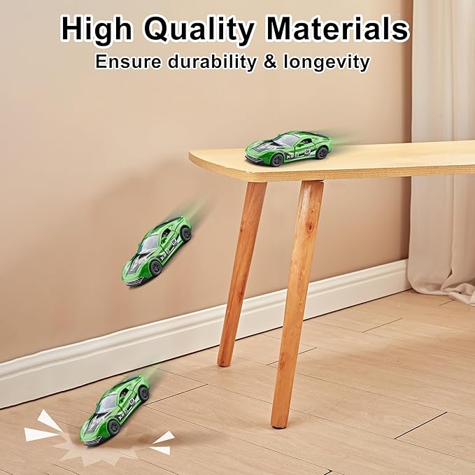 KIDAMI Pull Back Cars for Kids, Mini Vehicles with Door Openable, Die Cast Metal Toy Cars Pack Playset for Boys Girls Toddlers