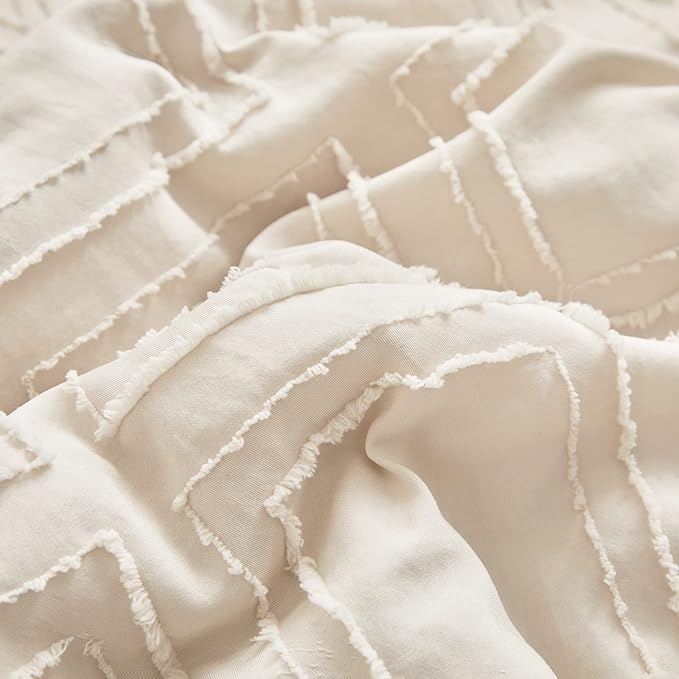 Tufted Ruffle Crib Bedding Set 3 Pieces Baby Boho Quilted Comforter with Fitted Sheet and Bed Skirt - Cute Ruffled Shabby Chic Baby Bedding Soft Blanket Design Cream White