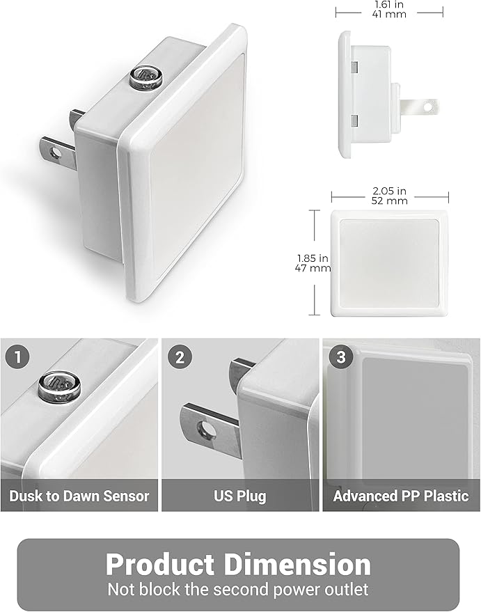 JandCase Night Lights Plug into Wall, LED Night Light with Light Sensors[2 Pack], 5000K Bright Night Light for Bathroom,Nightlight Plug in Suitable for Living Room, Adults, Hallway