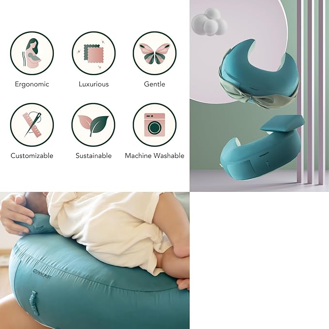 Premium Egyptian Cotton Nursing Pillow for Mom & Baby – Breastfeeding, Bottle Feeding, Breathable, Firm Ergonomic Support