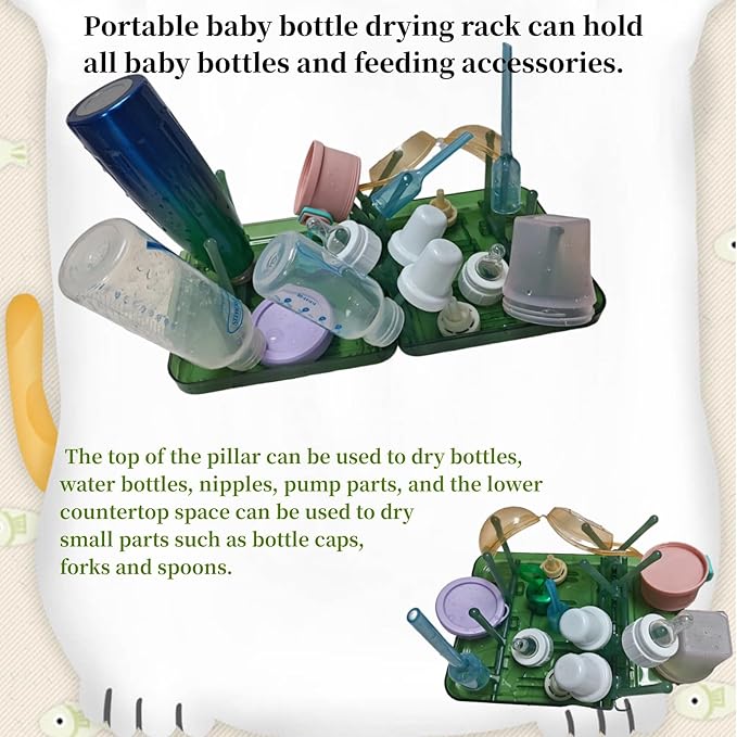 Travel Bottle Drying Rack Space Saving,Foldable Bottle Drying Rack with 16 Ribs,Portable Baby Bottle Drying Rack for Bottles,Breast Pumps and Other Feeding Accessories,Widely Used Daily Basis