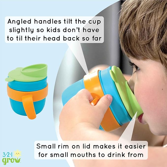 Easy Learn Drink and Snack Set – Baby + Toddler Silicone Learning Cup & Snack Set, Training Cup for Straw and Open Cup Independence – Dishwasher Safe (Grape)