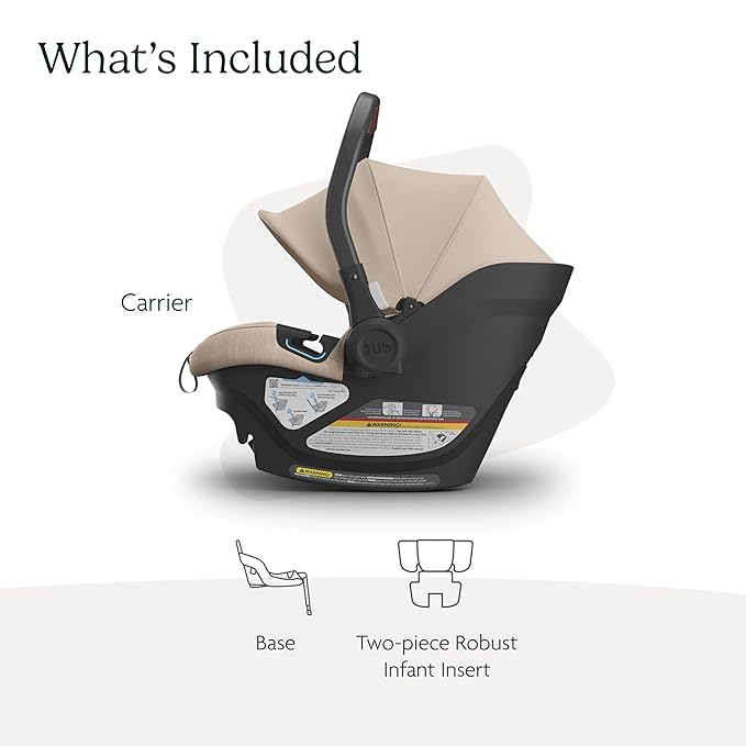 UPPAbaby Aria Lightweight Infant Car Seat/Just Under 6 lbs for Easy Portability/Base with Load Leg + Infant Insert Included/Direct Stroller Attachment/Declan (Oat Mélange/Chestnut Leather)