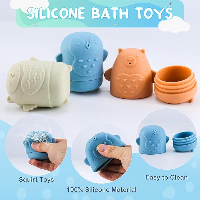 Bath Toy for Kids Toddlers Baby Bath Toys Set with Water Squirt Floating Animals Educational Bathtub Playtime Fun Gifts for Boys Girls Children