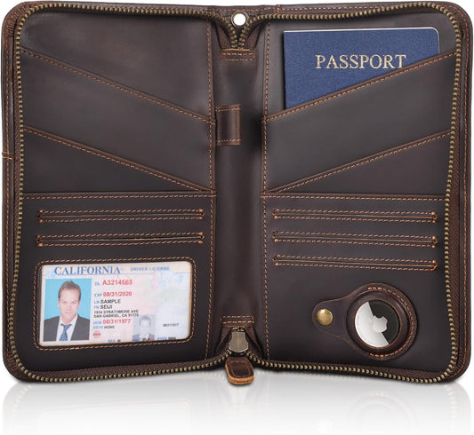 Polare Full Grain Leather Passport Holder Cover Case for Men and Women RFID Blocking Family Travel Wallet Holds 6 Passports