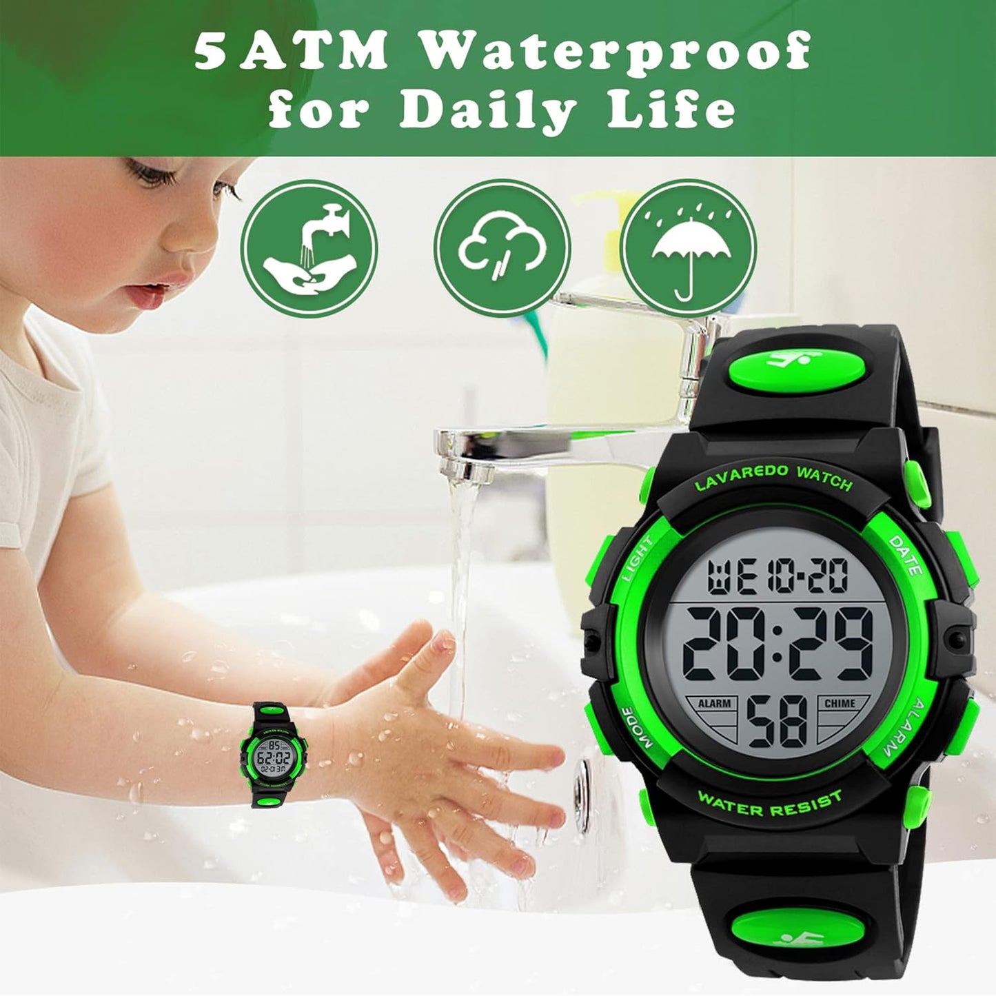 Kids Watch,Boys Watch for 3-15 Year Old Boys,Digital Sport Outdoor Multifunctional Chronograph LED 50 M Waterproof Alarm Calendar Analog Watch for Children with Silicone Band,Kids Gift