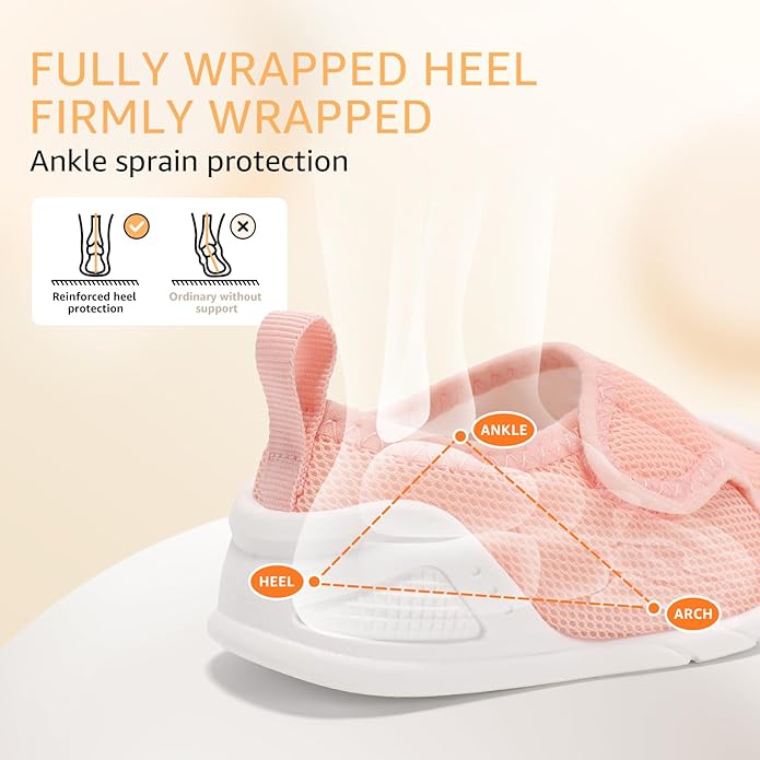 Baby Boys Girls First Walking Shoes Wide Toe Box Infant Sneakers Lightweight Breathable Slip On Barefoot Shoes