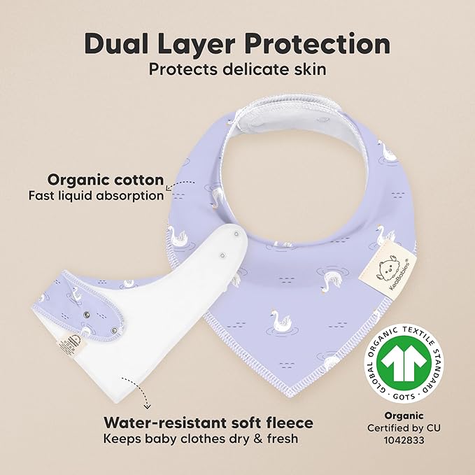 8-Pack Organic Baby Bandana Bibs for Girls - Super Absorbent Triangle Baby Bibs for Drooling and Teething Infant, 100% Cotton Extra Soft for Newborn, Infant 0-36 Months (Lunaris)