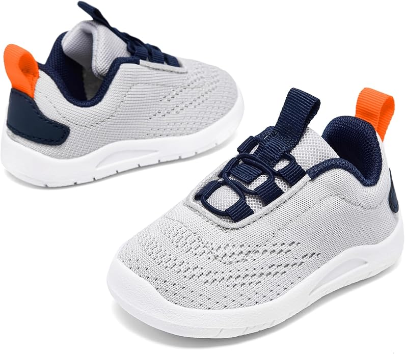 MORENDL Toddler Slip On Sneakers Baby Walking Shoes Non-Slip Breathable Unisex Pink Mesh Lace-Up Athletic Sneakers Infant Running Shoes