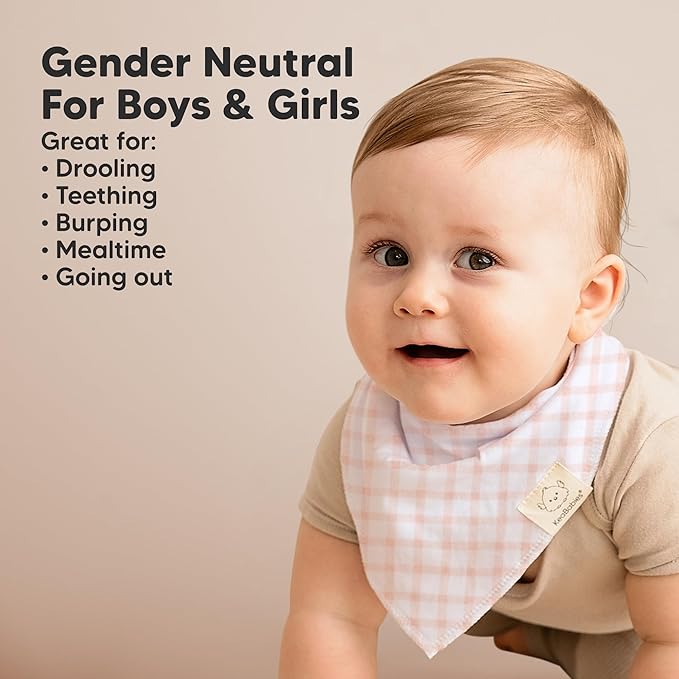 8-Pack Organic Baby Bandana Bibs for Girls - Super Absorbent Triangle Baby Bibs for Drooling and Teething Infant, 100% Cotton Extra Soft for Newborn, Infant 0-36 Months (Prism)