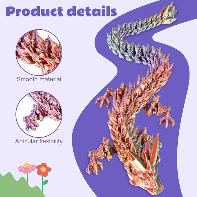 Dragon Eggs with Dragon Inside, 3D Printed Surprise Funny Gifts for Kids, Articulated Dragon Fidget Toys for Adults, Executive Desk Toys Office Room Décor (Gradient Blue-Green-Brown, M-Size)