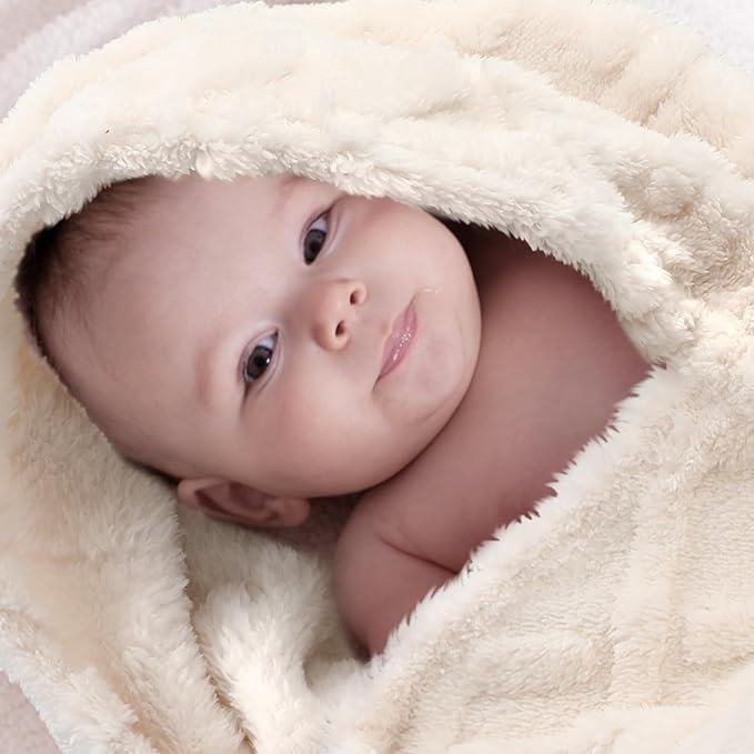 VitalCozy 4 Pcs Fluffy Baby Blanket Fleece 30" x 40" 3D for Boys Nursery Little Girl Infant or Newborn Receiving Swaddling Blankets(Purple Set)