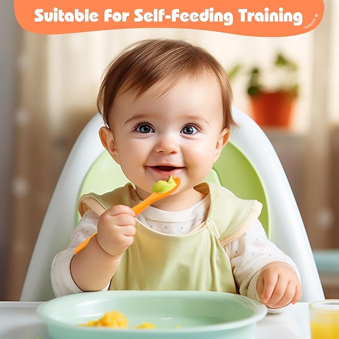 ME.FAN Silicone Baby Spoons - 6 Pack Feeding Spoon for First Stage Baby & Infant, Baby Utensils Soft Training Spoons - Morandi Color