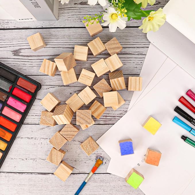 1000 PCS Premium 0.79 Inch Wooden Cubes, Natural Pine Wood Cubes for Crafts, Wood Blocks Ready for Artistic DIY Projects-Unleash Creativity with Blank Wood Blocks