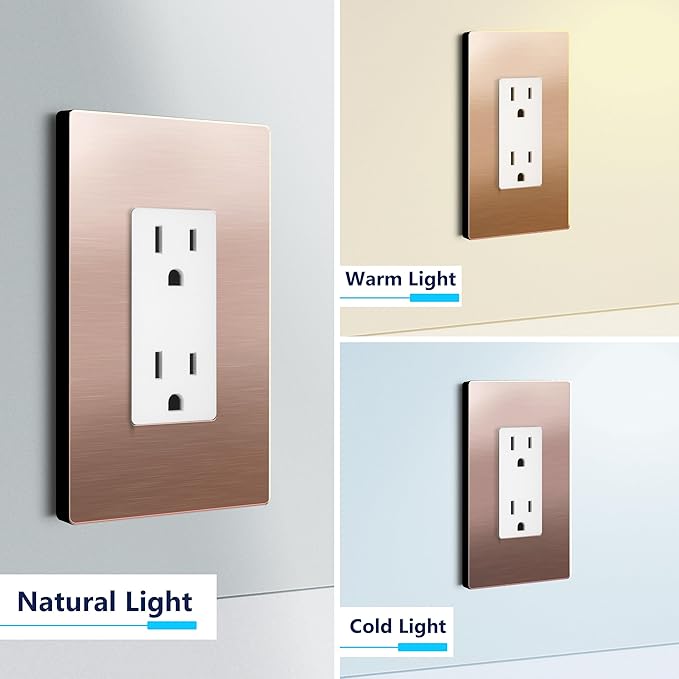 LIDER Screwless Metal-Surface Wall Plate, Decorator Switch Cover, Temperature and Impact Resistant, 201 Stainless Steel, Modern Decoration Upgrade, Mid-Size 1-Gang 4.88" x 3.11", Brushed Rose Gold