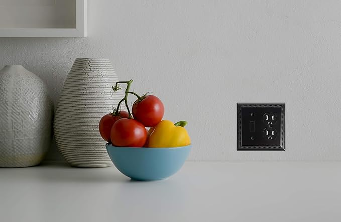 Henne Bery Sunken Pearls Heavy Duty Decorative Wall Plate Switch Plate Outlet Cover (Toggle/Duplex, Matte Black)