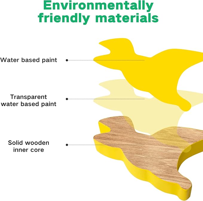 FFTROC Montessori Dinosaur Toys for 2 3 4 Year Old Boys - Wooden Stacking Dinosaur Toys for Kids 2-4 3-5, Toddler Balancing Block Sets