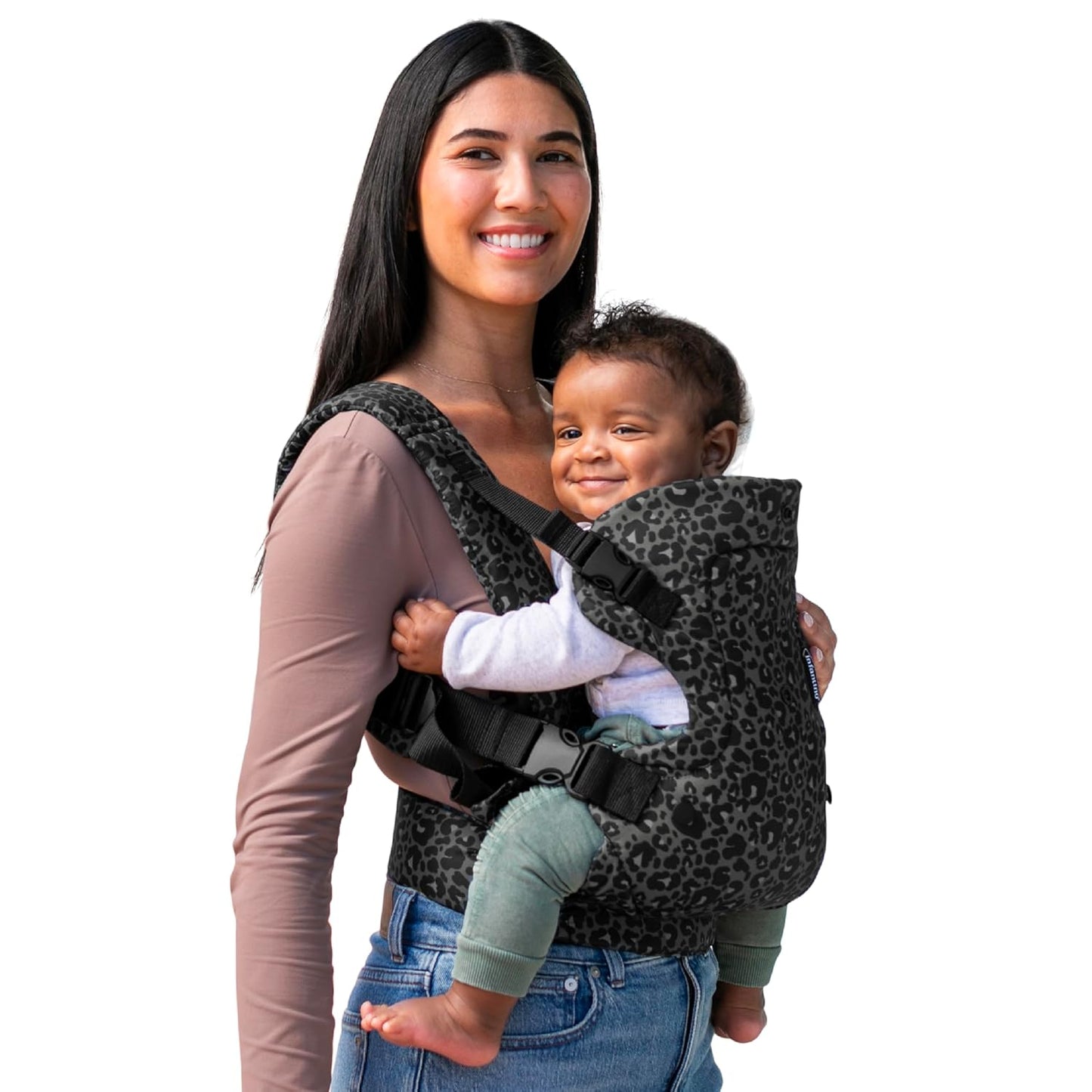 Infantino Flip Advanced 4-in-1 Baby Carrier - Ergonomic, Convertible, Face-in and Face-Out Front and Back Baby Carrier for Newborn to Toddler 8-32 lbs, Black & Gray Leopard