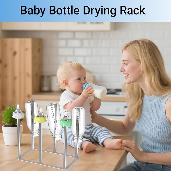 Water Bottle Drying Rack,Stainless Steel Bottle Rack Dryer, Plastic Bag Drying Rack, Baby Bottle Drying Rack,Space Saving Countertop Rack for Glass,Cups, Mugs,Mason Jars and Sports Bottles