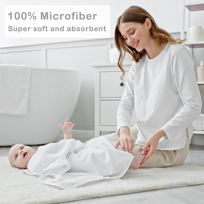 Viviland Baby Towels and Baby Wash Cloths Set Hooded Baby Towels Baby Wipes Absorbent Bath Face Towels Burp Cloths or Face Towels for Girl Boy 6-Pack Size 28 x 28 Inch(Grey Koala)