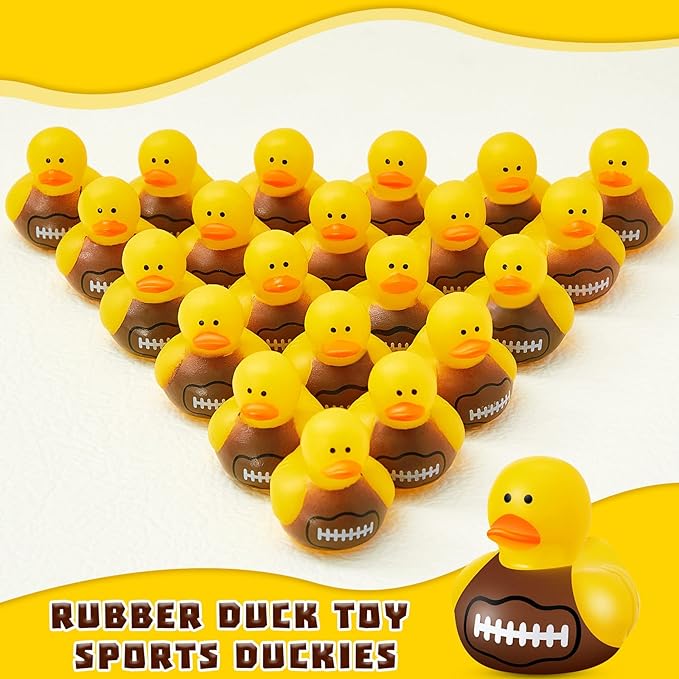Deekin 24 Pcs Rubber Duck 2 Inch Bulk Sport Party Favors for Birthday Party Decorations Club Player Gift (Football)