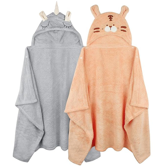 Toddler Bath Towel Hooded Kids Towels Baby Bath Towels for Boy Girl 0-5 Year, 2-Pack Thick Absorbent Toddler Towels with Hood Kids Bath Towel, Large 50''x32'' Baby Hooded Towel for Kids