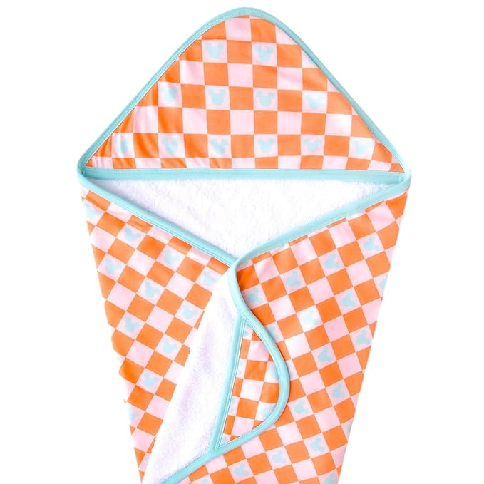 Copper Pearl Premium Knit Hooded Bath Towel 'Mickey Mouse Check'