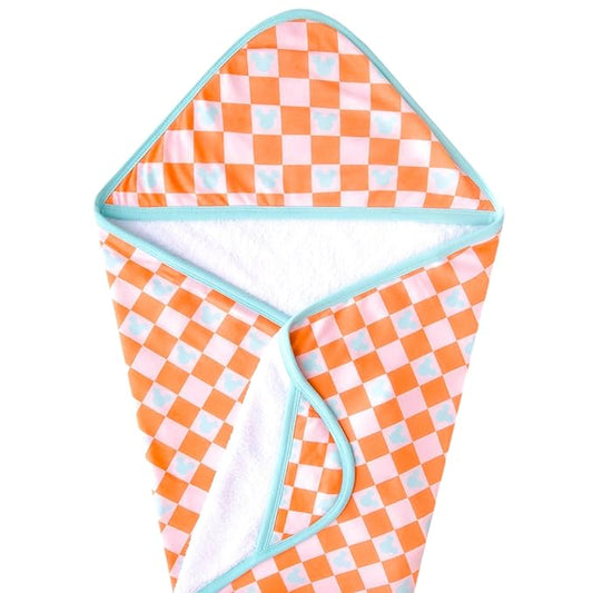 Copper Pearl Premium Knit Hooded Bath Towel 'Mickey Mouse Check'