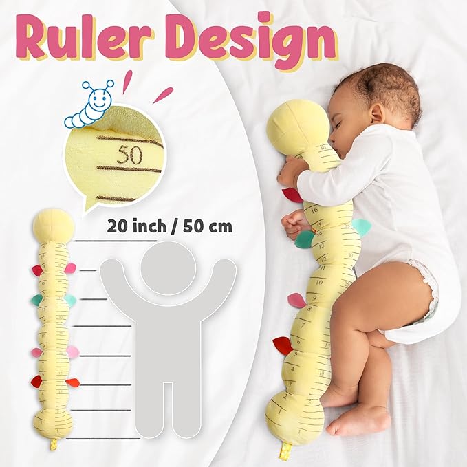 LIGHTDESIRE Baby Toys Musical Caterpillar,Infant Stuffed Animals Toy with Crinkle and Rattles,Soft Sensory Toys with Textures for Tummy Time Newborn Boys Girls 0 3 6 12 Months(Yellow)