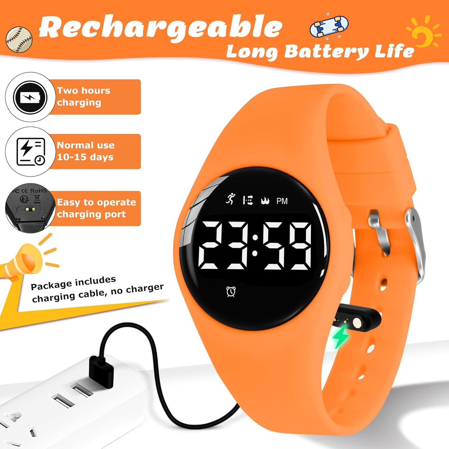 Kids Watches for Girls Boys Digital Sport Watch with Step Counter Pedometer Vibration Alarm Clock, No App Waterproof Fitness Tracker Kids Watch Boys Girls Teens Students Ages 5-16