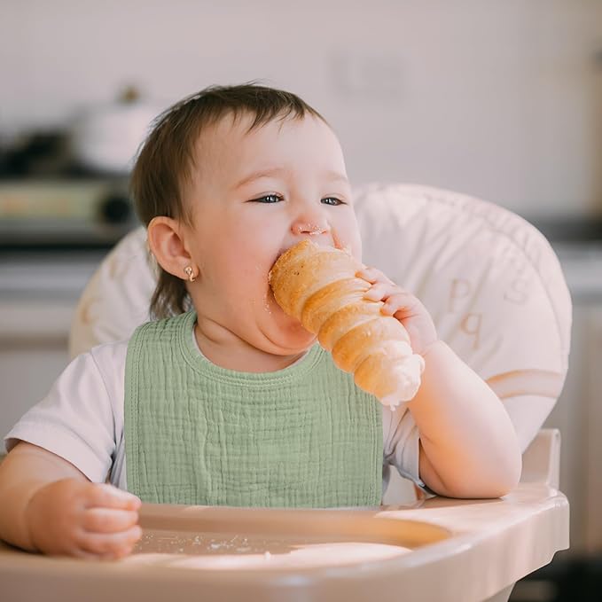 GLLQUEN BABY Muslin Drool Bibs for Boys Girls 6 Pack, Adjustable Baby Bibs for Drooling and Teething, Soft Cotton Baby Bandana Bib for Newborn Feeding Essentials (Green)