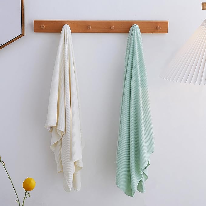 Jersey Swaddle Blanket, Ultra Soft Stretchy Receiving Blanket, Baby Girl Newborn Rainbow Swaddle Wrap, 40 x 30 inches, 2 Pcs, White & Green