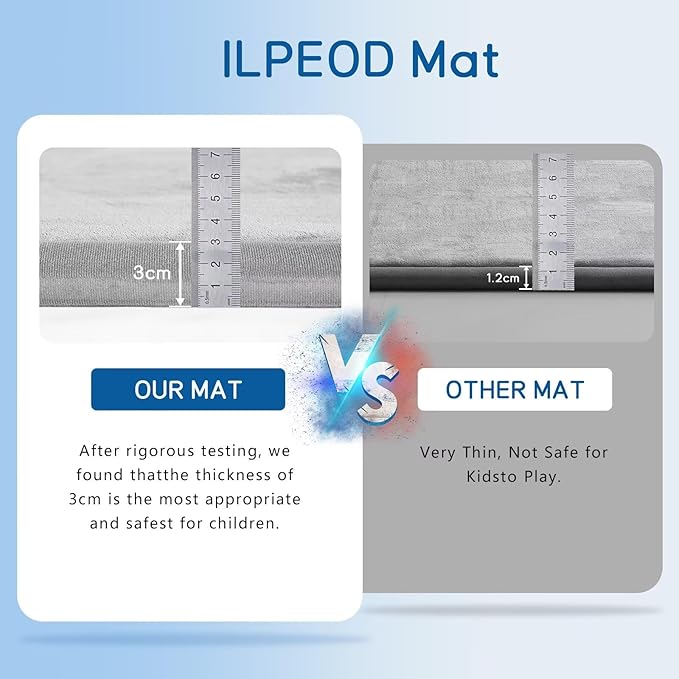 Baby Play Mat for Floor Tummy Time Nursery Rug Muscle Mat Area Playroom Rug Tatami 4'11x3'28" Memory Foam 1.3" Thick Crawling For Babies,Toddlers, Infants, Kids(Light Gray)