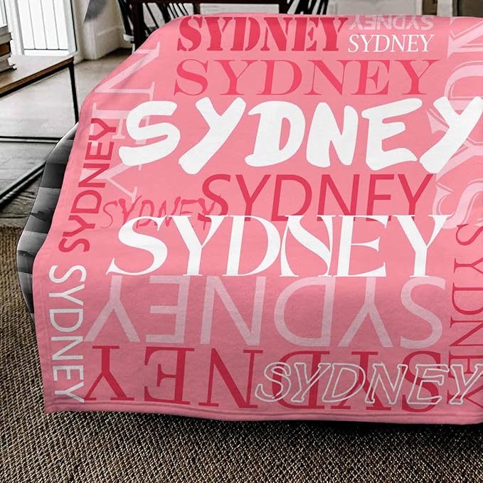 Personalized Baby Blanket with Name for Girls Boys, Pink Flannel Fleece Blankets, Custom Name Blanket for Kids New Mom, Soft Cozy Fluffy Infant Toddler Newborn Receiving Blankets for Crib Stroller